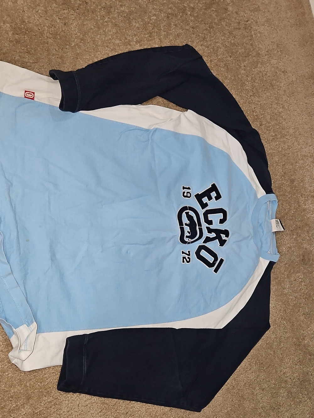 Ecko Light Blue & Navy Long Sleeve Tee Vintage